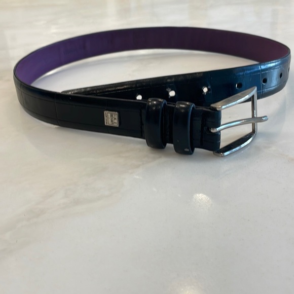 Ike Behar Mens’ Genuine Embossed Black Leather Belt- size 28 - Picture 1 of 7